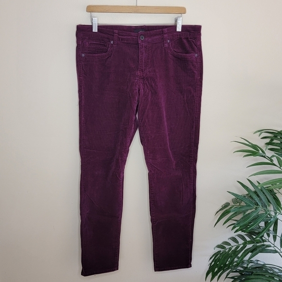 Stitch Fix Edyson | Shorth Length Hampton Skinny Burgundy Corduroy Pants - Picture 1 of 5